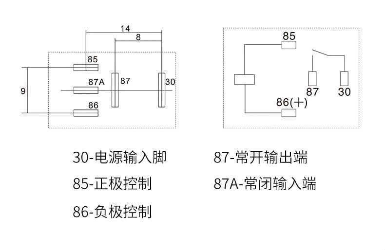 SR-1600 通用汽车继电器 - 尺寸 / 接线图